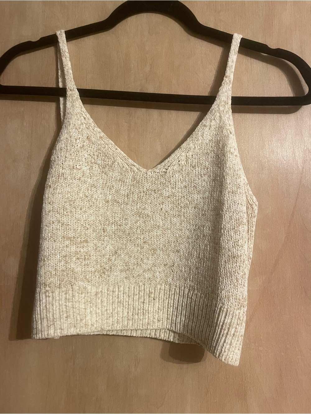 American Eagle Outfitters Cream Knit V-Neck Tank